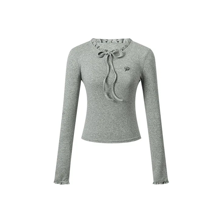 DGOLD Кружево Вверх Длинный Рукав Т Рубашка Женская