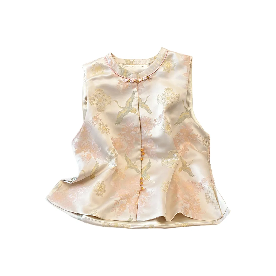 SYEEE WITH U Абрикос с Журавль And Eight Treasures Цветочный Женские Жилеты