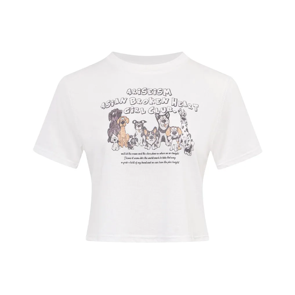 Ariseism Дизайн Sensitive Принт Короткий Рукав Т-Рубашка Женская Летний Топ для Девушек