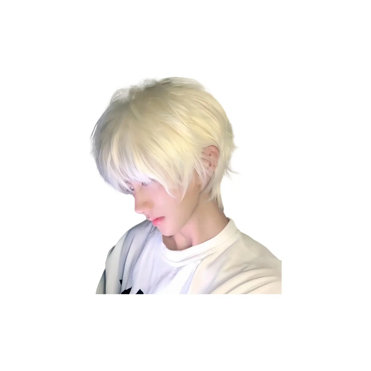 Northward Incline Короткая стрижка с микро-покрытием Strand Мужская парик Корейский стиль Белое золото Handsome Peace В одном стиле