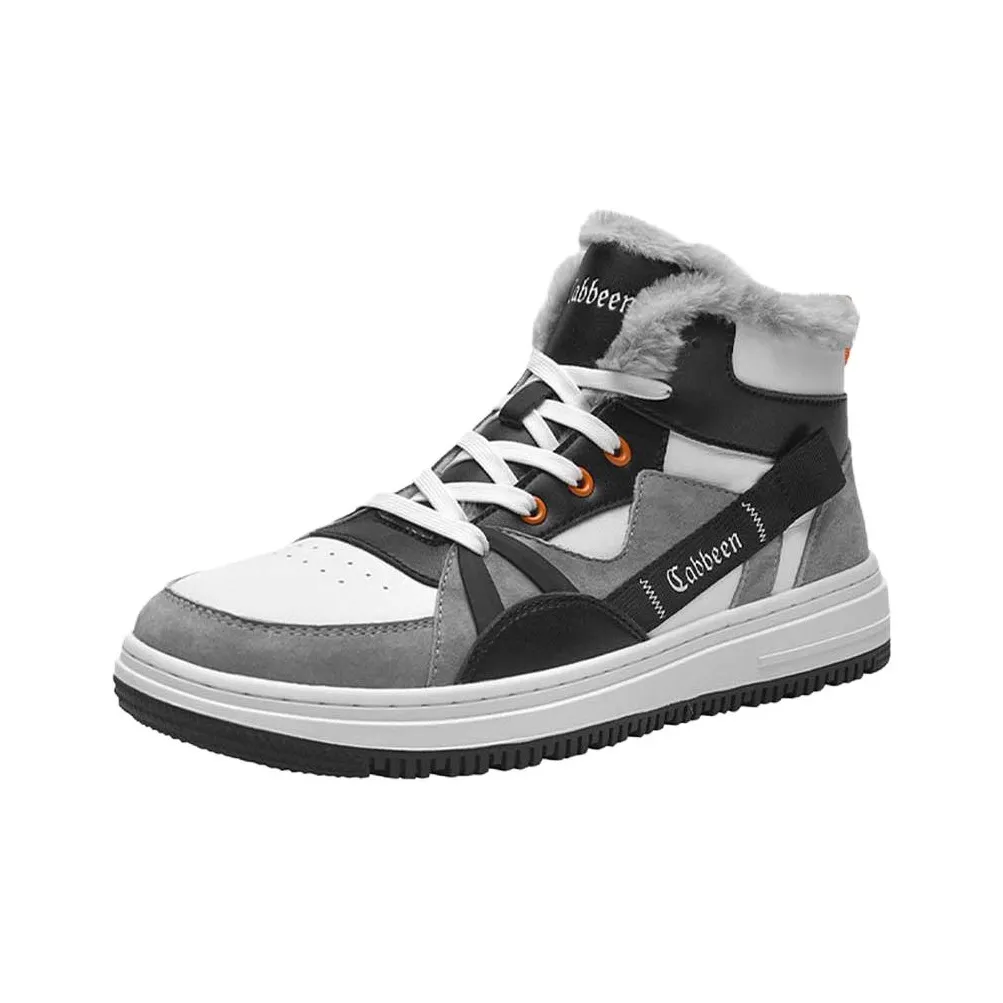 Cabbeen High top Skateboard Shoes Men's White Black Boyfriend Wind