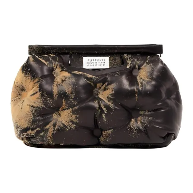 Maison Margiela Glam Slam Full Grain Nappa Leather One Shoulder Crossbody Clutch Medium Size Women's Black