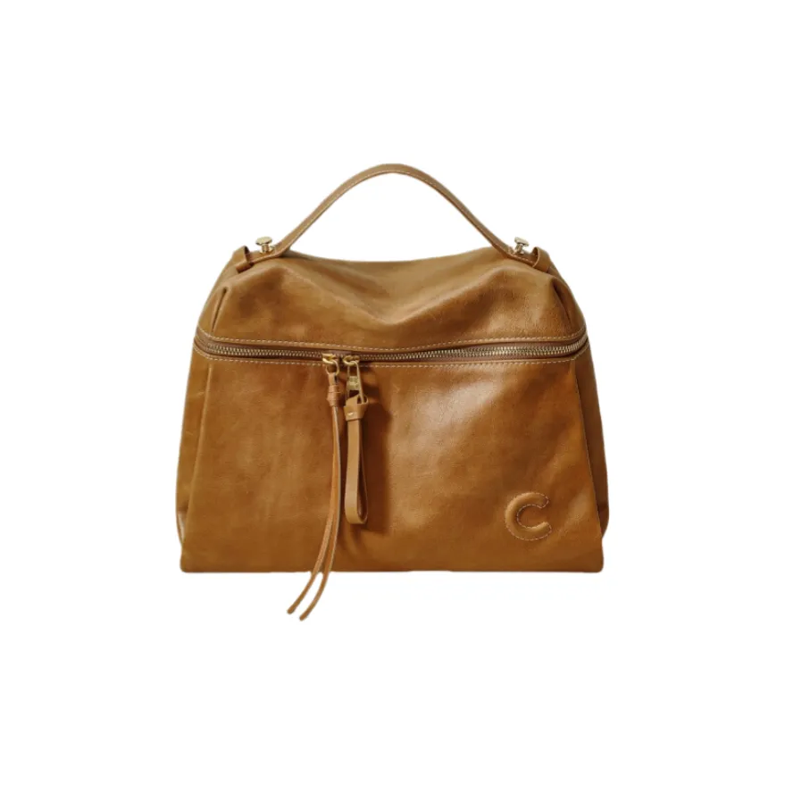 CASSILE Растительное дубление Коровья кожа Тоут Доска для ноутбука Сумка Одно плечо Большая Женская Янтарная