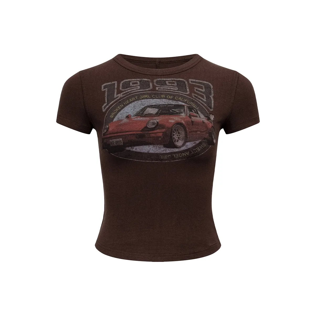 Ariseism Стандартный дизайн гонки с принтом короткий рукав футболка женские летний горячая девушка облегающий крой топ женские