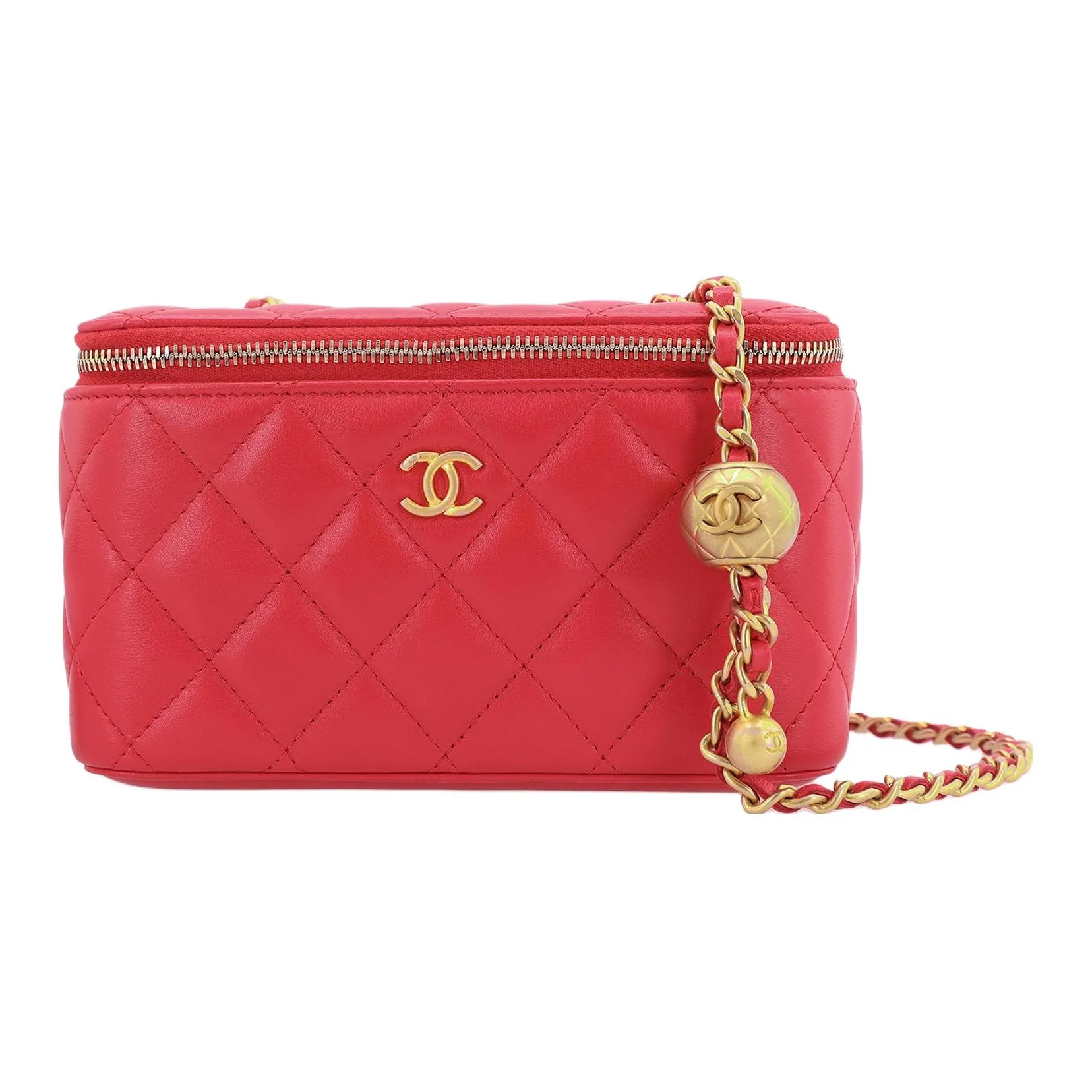 CHANEL Sheepskin Crossbody Bags Women's Watermelon Red
