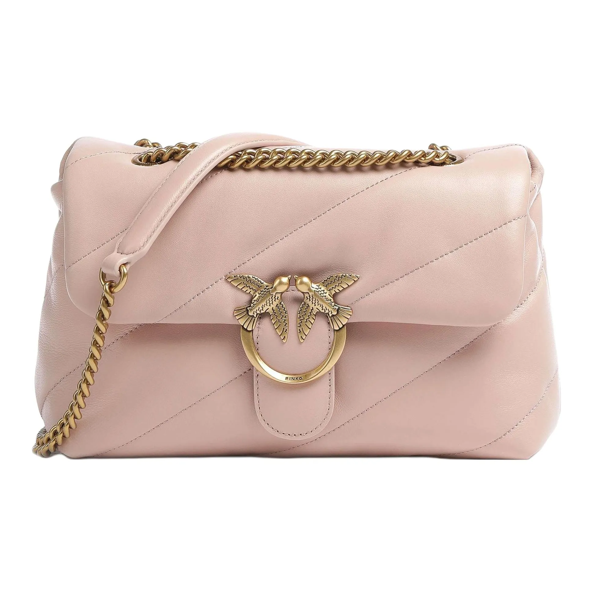 PINKO Sheepskin Square Bag, Shoulder Bag, Crossbody Bag Tubas Women's Pink