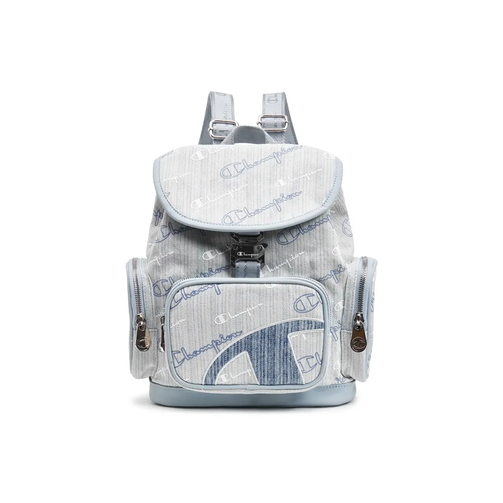 Champion Ткань Синтетическая кожа Рюкзак Женские Светло-синий деним Темно-синий деним