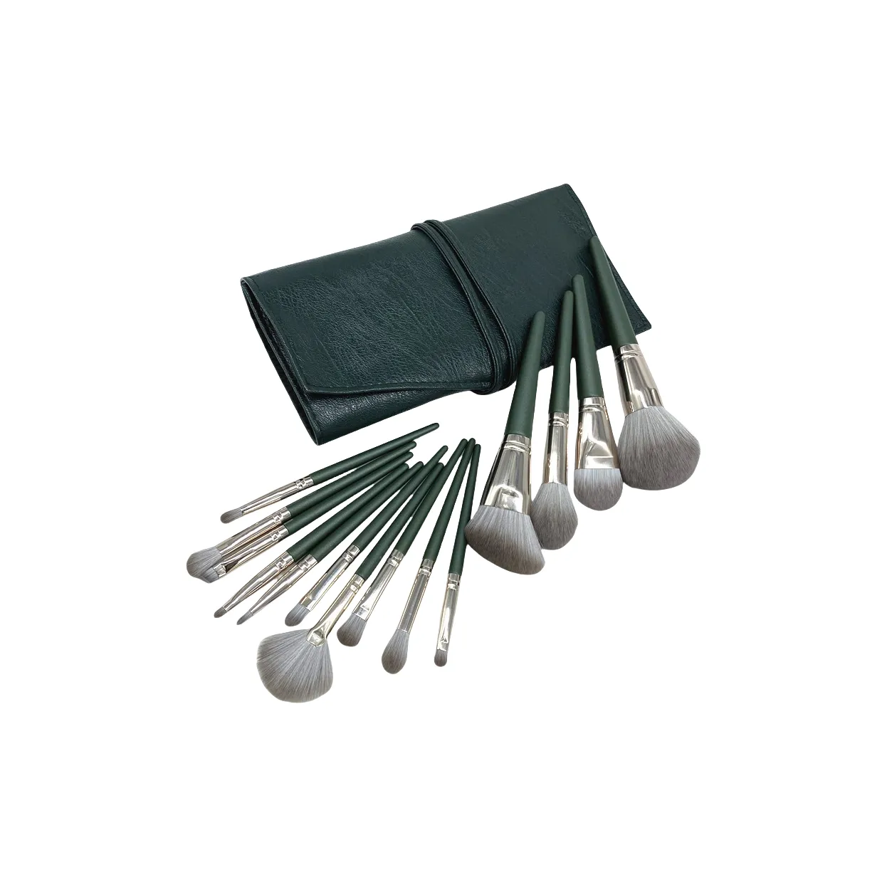 JIABITU Зеленый Облако 14 шт Набор кистей для макияжа Одежда Фундамент Мягкая Портативная Сумка для хранения Красота Инструменты