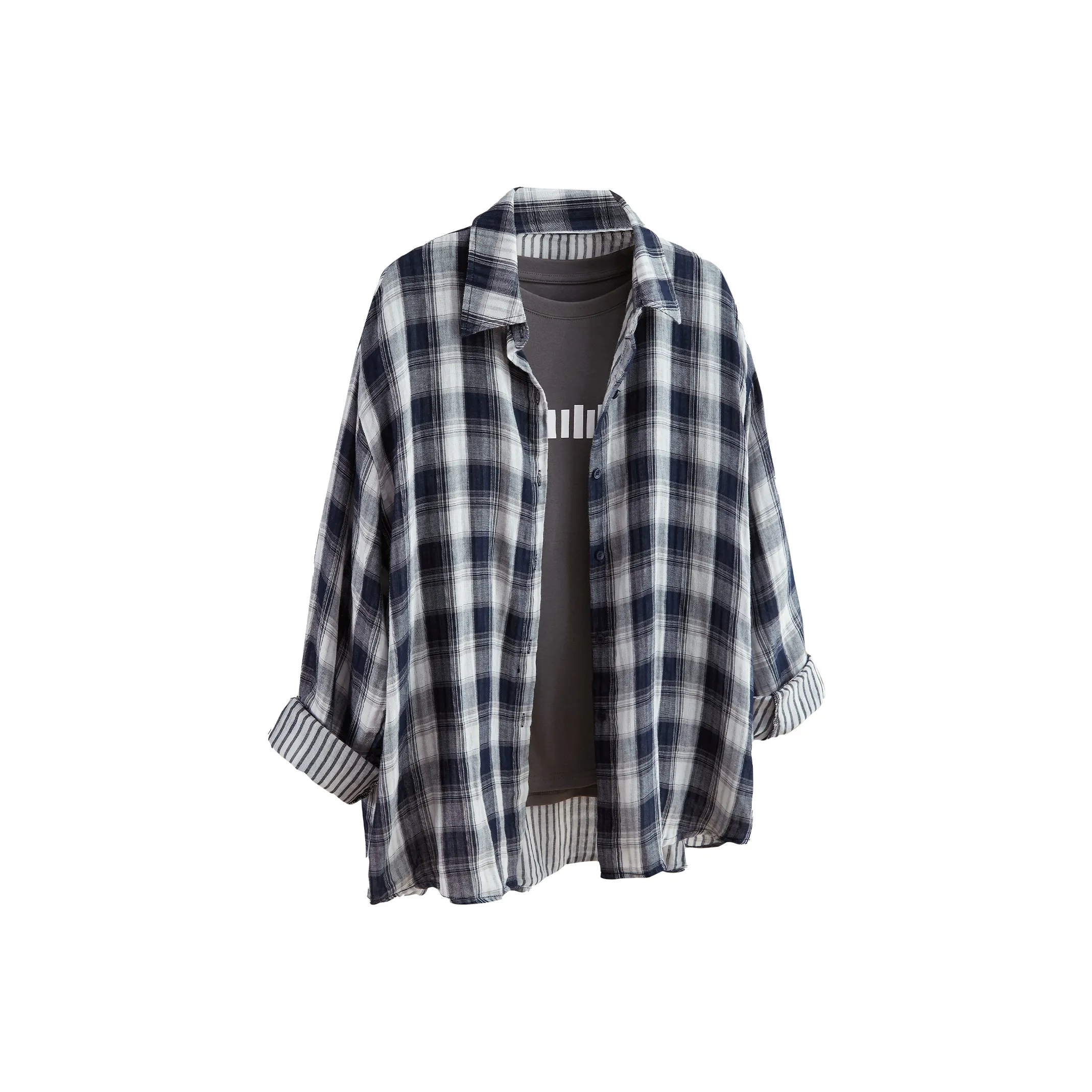 TOUCH Темно-синяя клетка Женские рубашки