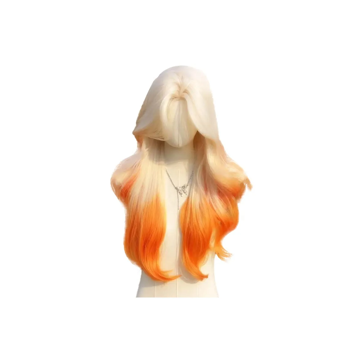 YOUXI Sunset Женская Перука Белый Золото Градиент Оранжевый Средняя Часть Большая Волна Естественный Длинный Волосы