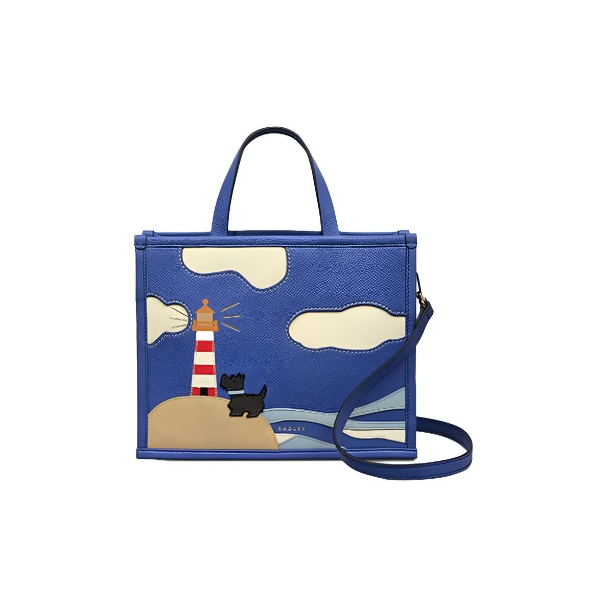 RADLEY Коровья кожа Тоут Сумка Сумка для покупок Сумка через плечо Сумка среднего размера Женская Синяя