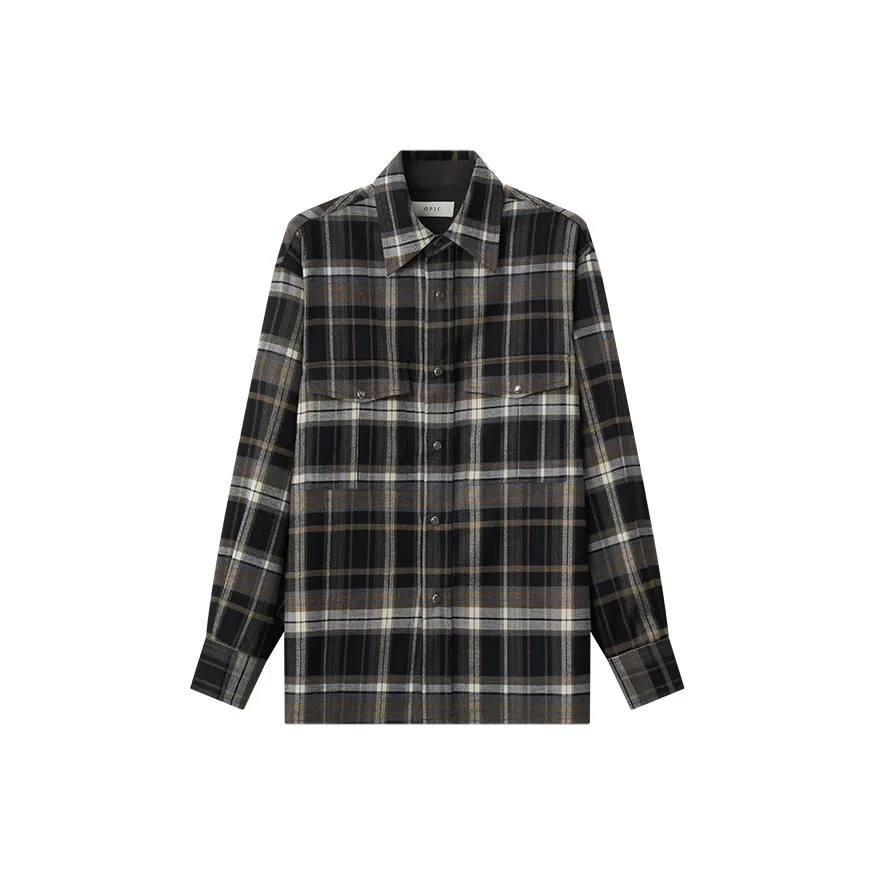 OPICLOTH Черная и серая рубашка в клетку унисекс