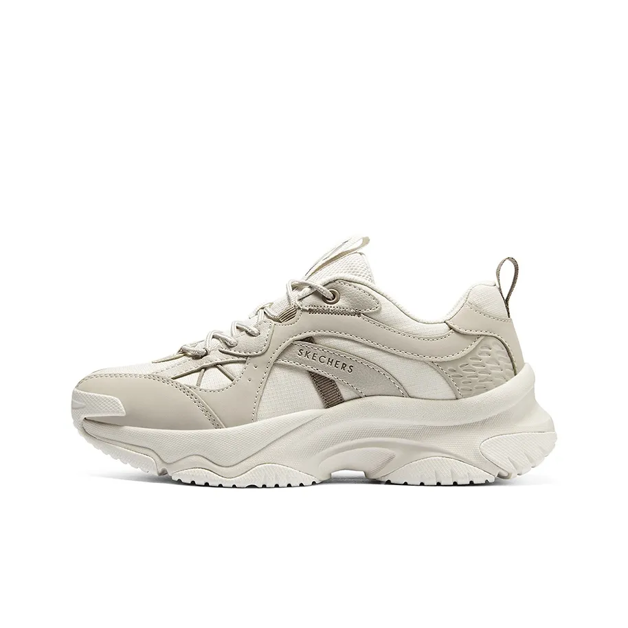Skechers Износостойкие Дышащие Низкие Топы Повседневные Беговые Кроссовки Женские Бежево-Серые