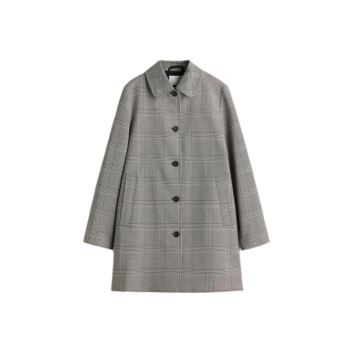 H M Черное Клетчатое Женское Пальто