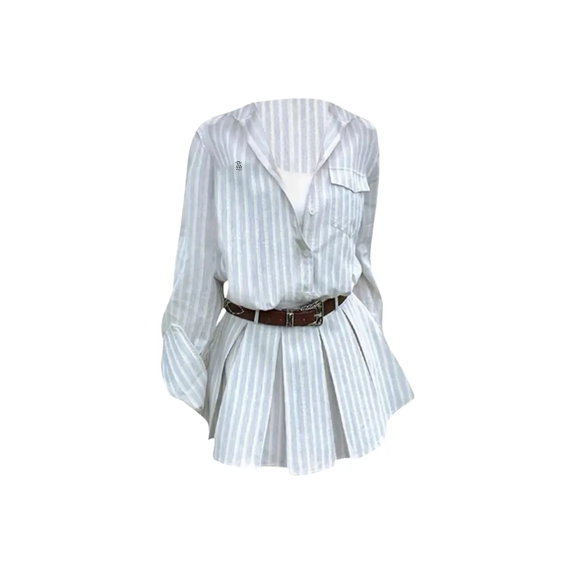 PNVB Светло-синий Женский Длинный С длинным рукавом Платье