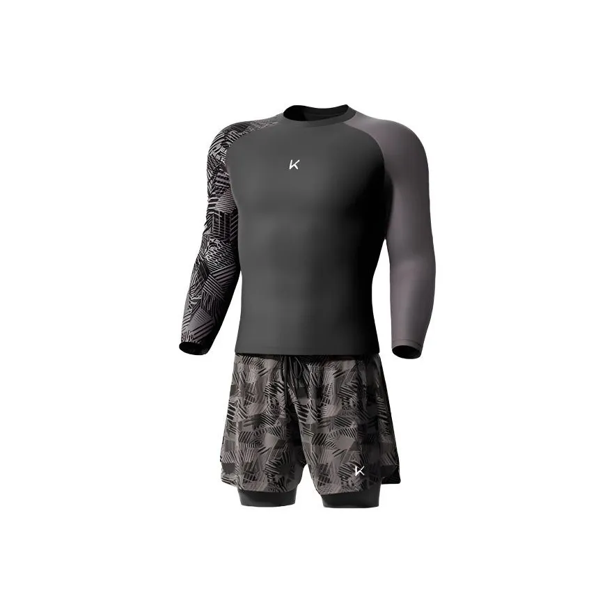 KEEP Длинный рукав Топ + Боксер Двойной слой Купальный костюм Мужской Набор купальников