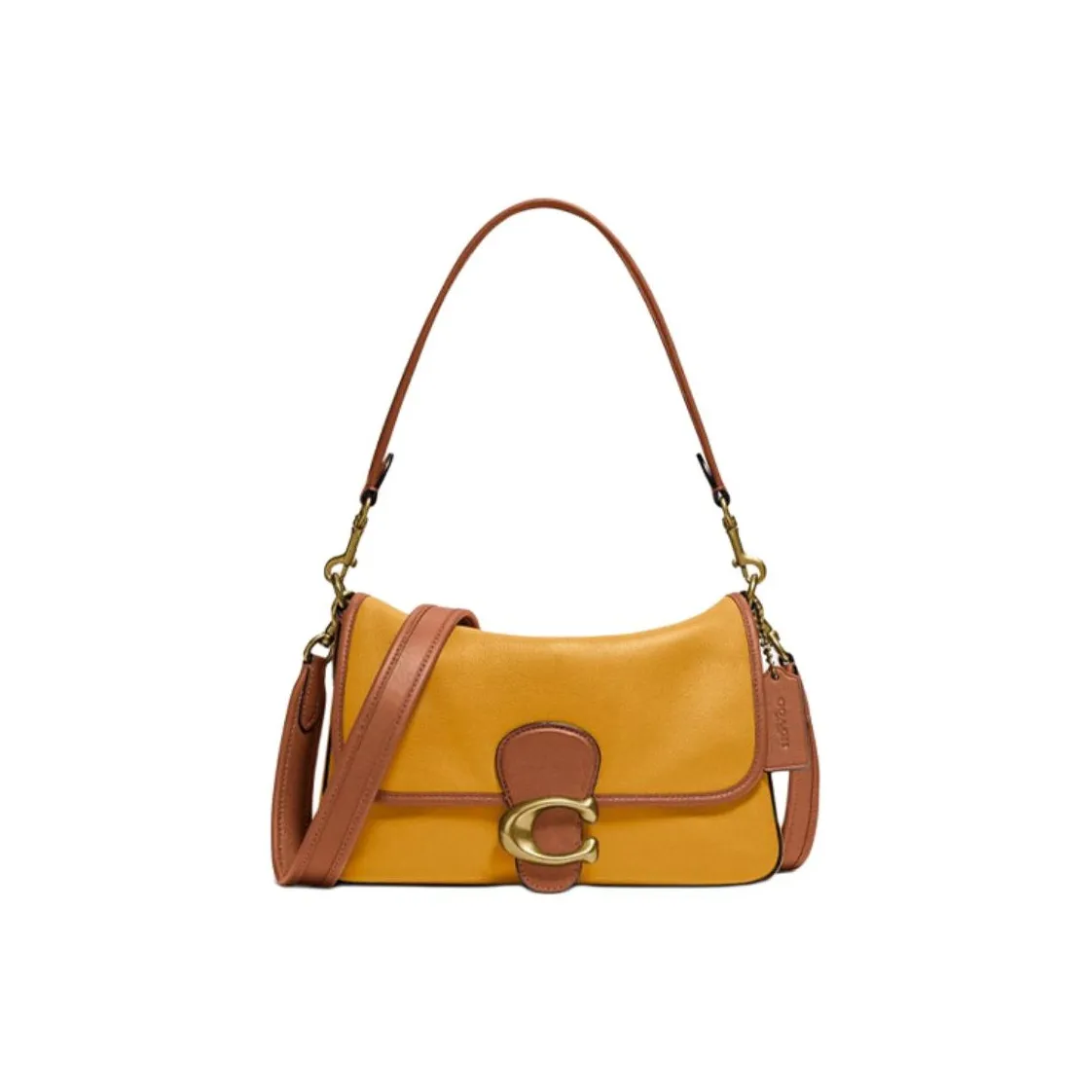 COACH Tabby Cow Leather Shoulder Bag, Portable Crossbody Bag Medium Size Women's Golden Phoenix Yellow & Umber