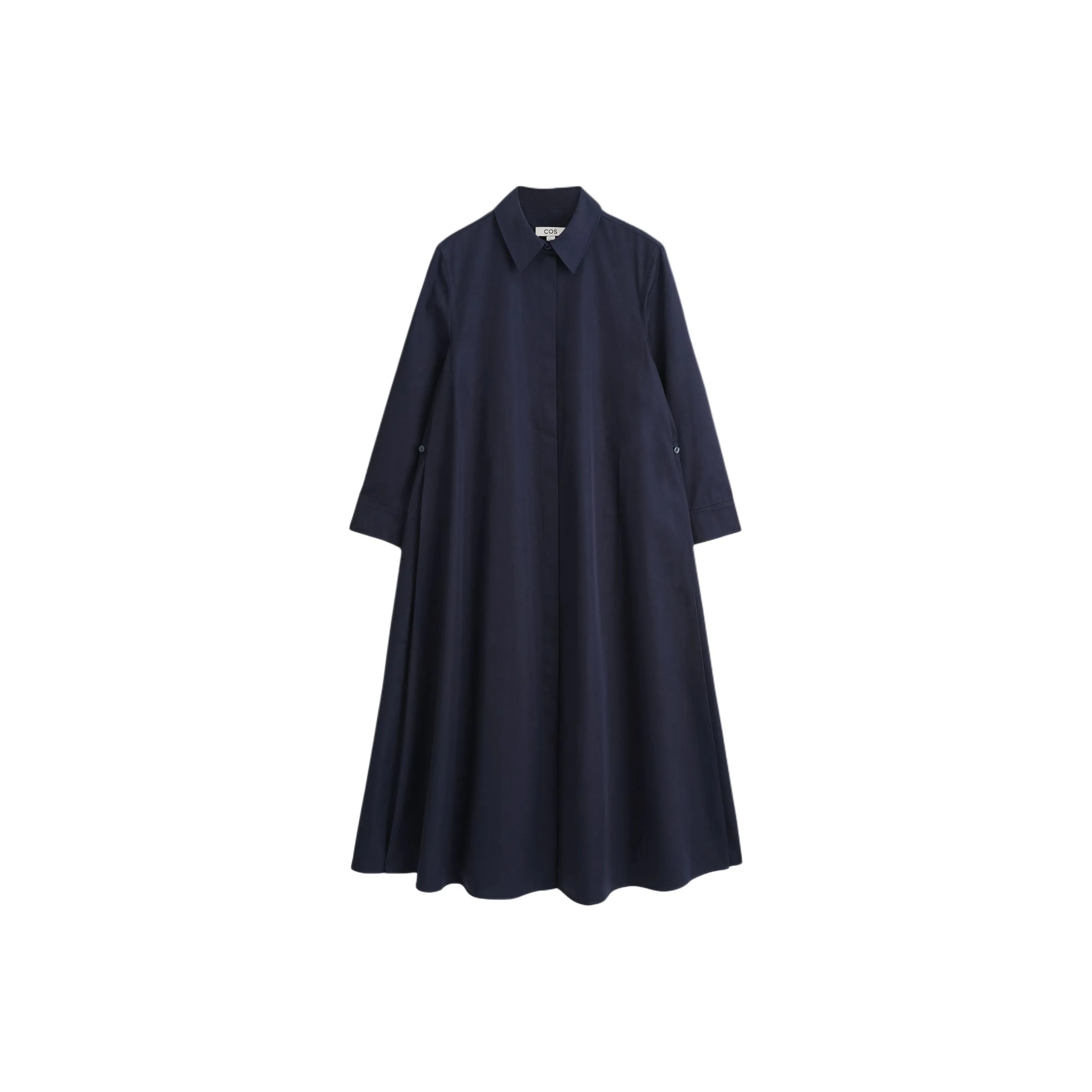 COS Темно-синий женский длинный платье с длинными рукавами