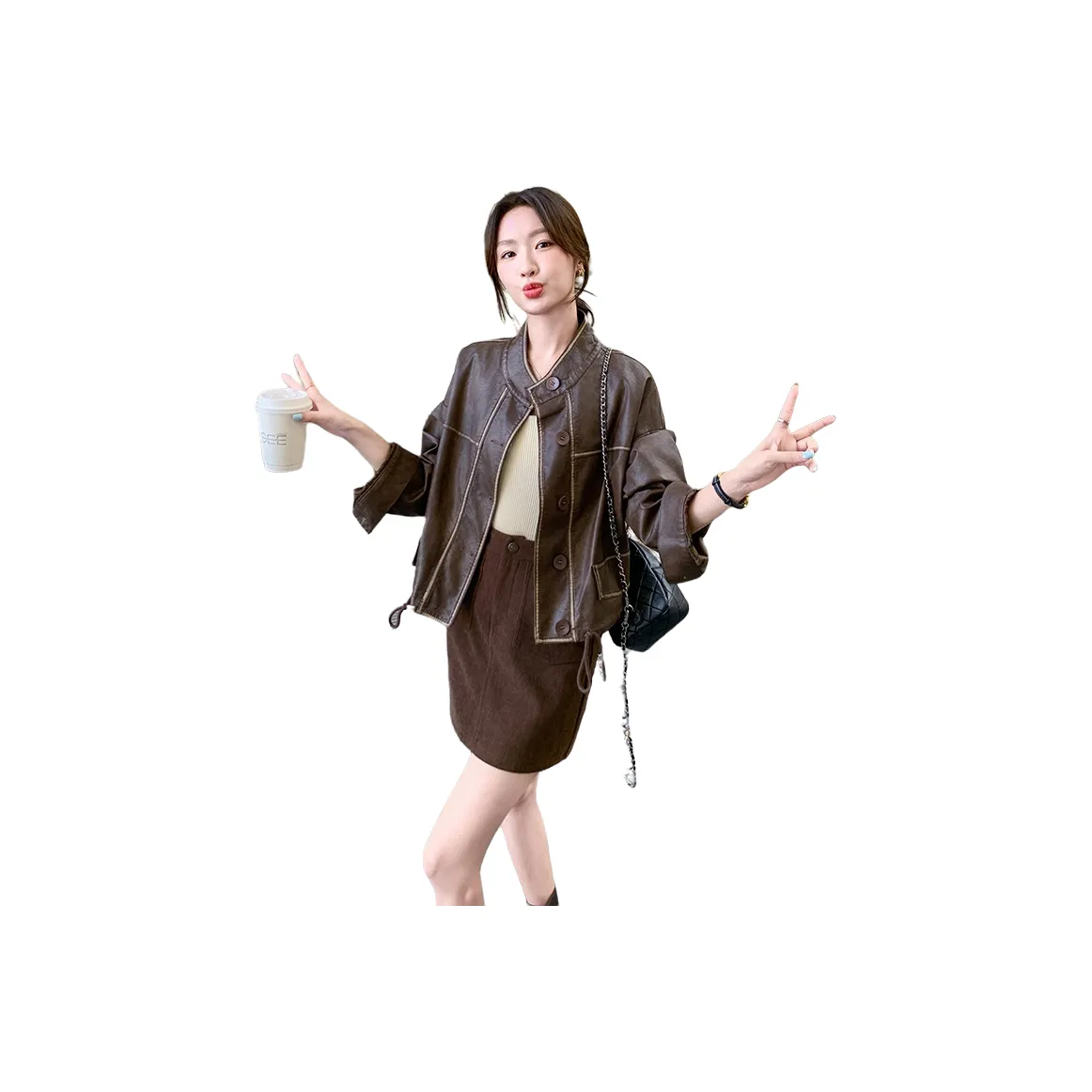 MEXICAN Коричневый Женские Кожаные Куртки