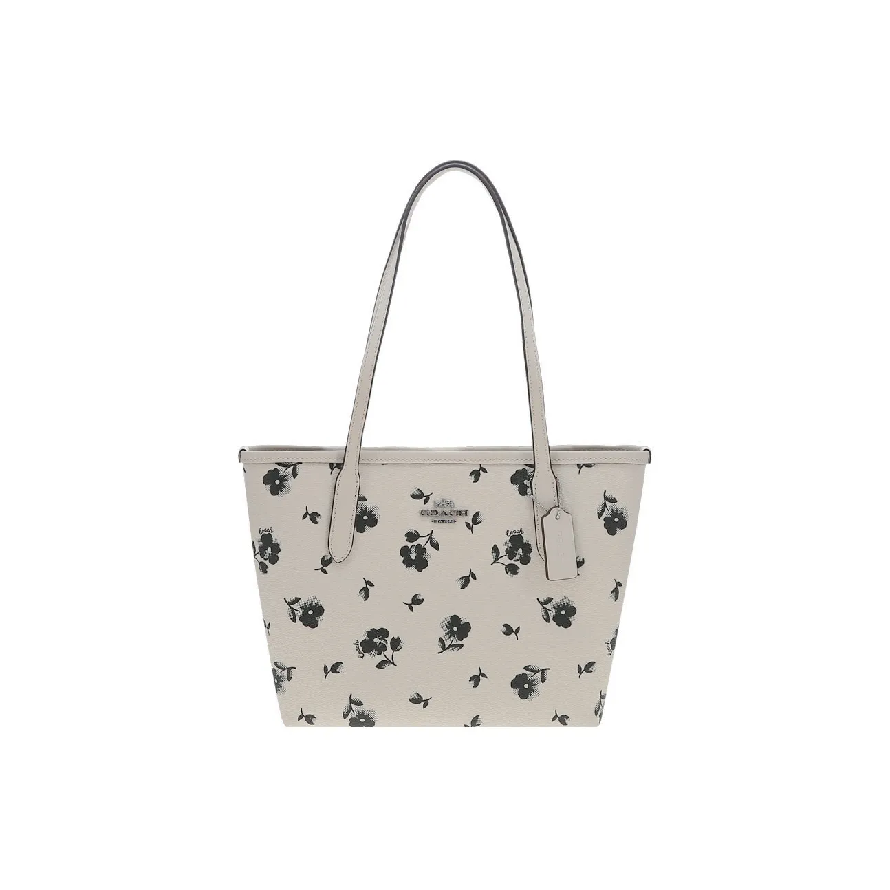 COACH City Canvas с кожаными вставками тоут сумка для покупок сумка через плечо маленькая женская черный и бежевый