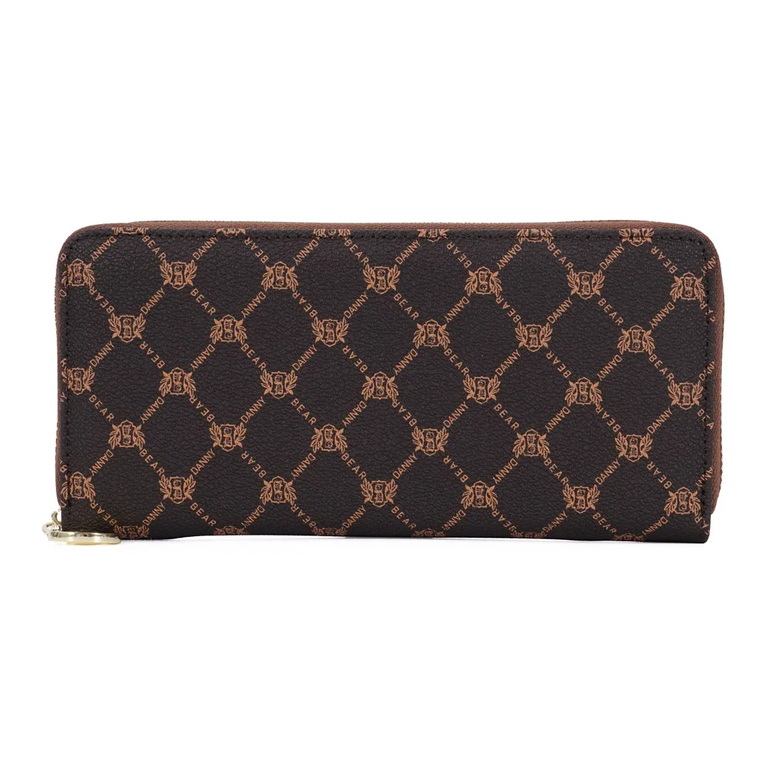 DANNYBEAR Синтетическая кожа Длинный Одиночный Кошелек на молнии Унисекс Клетка Кофейный Медведь