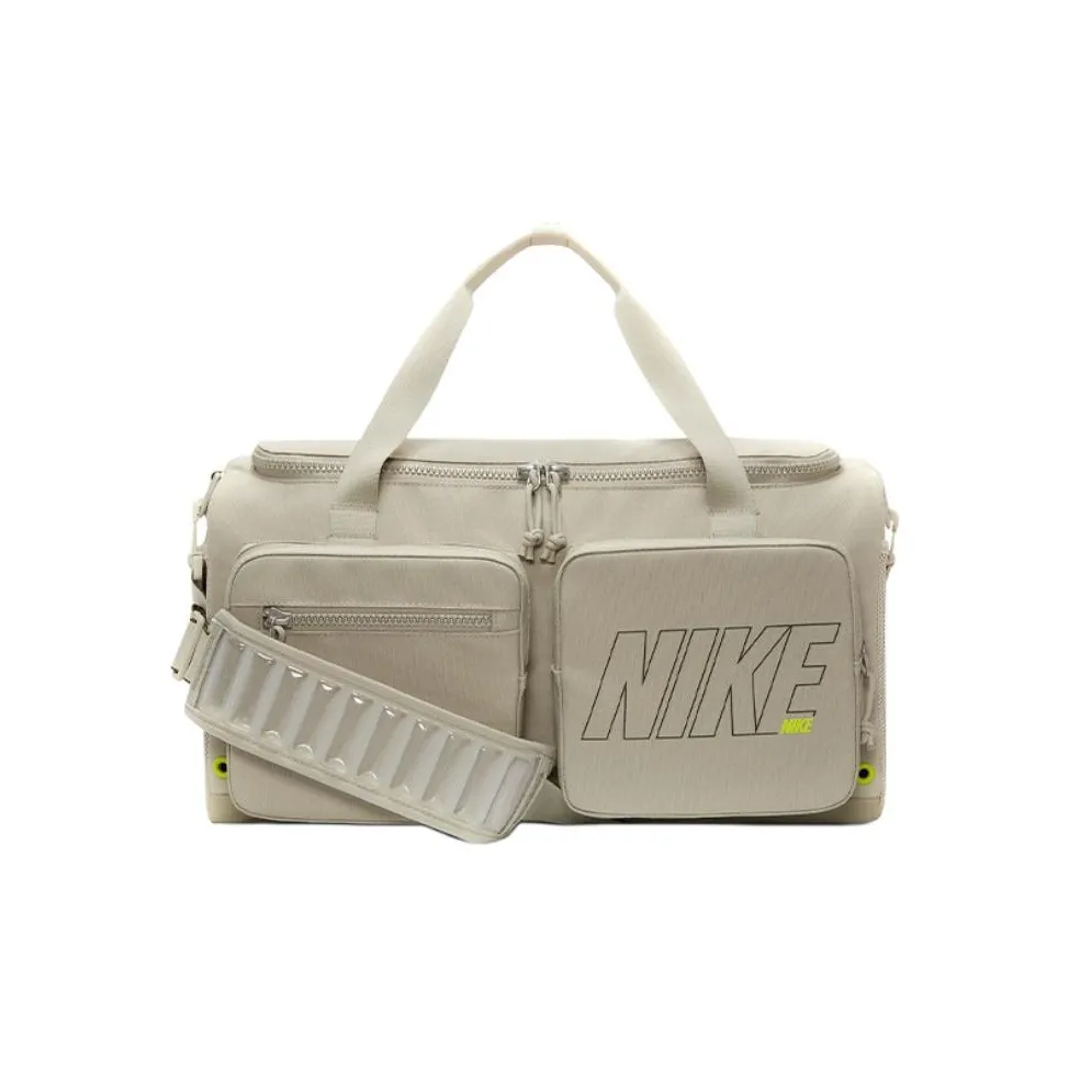 Nike Fabric Luggage Bag Training Bag Camping Bag Handbags Gym Bags Unisex Light Beige