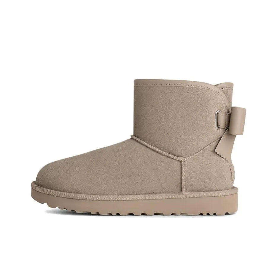 UGG Ультра Мини Bailey Кожа Арочный Сноубутсы Женские Галечно-серый