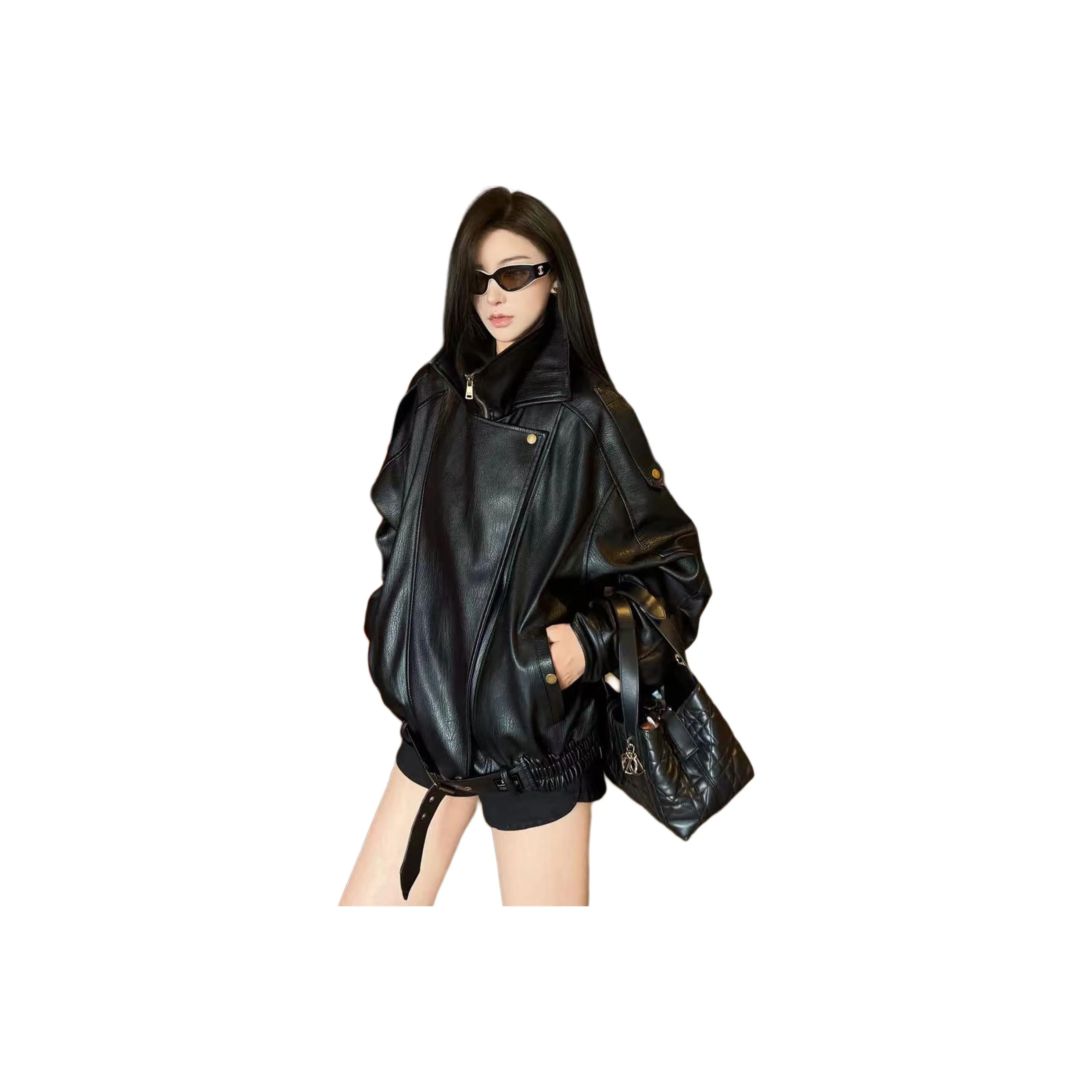 ZIAREL Черный с съемным логотипом унисекс кожаные куртки