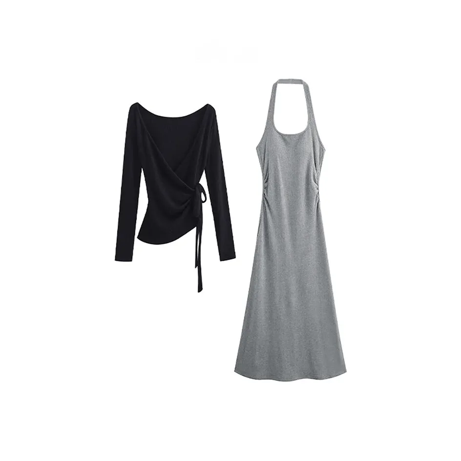 MARIE·COCO Черный топ + Платье Женские Комплекты с юбкой