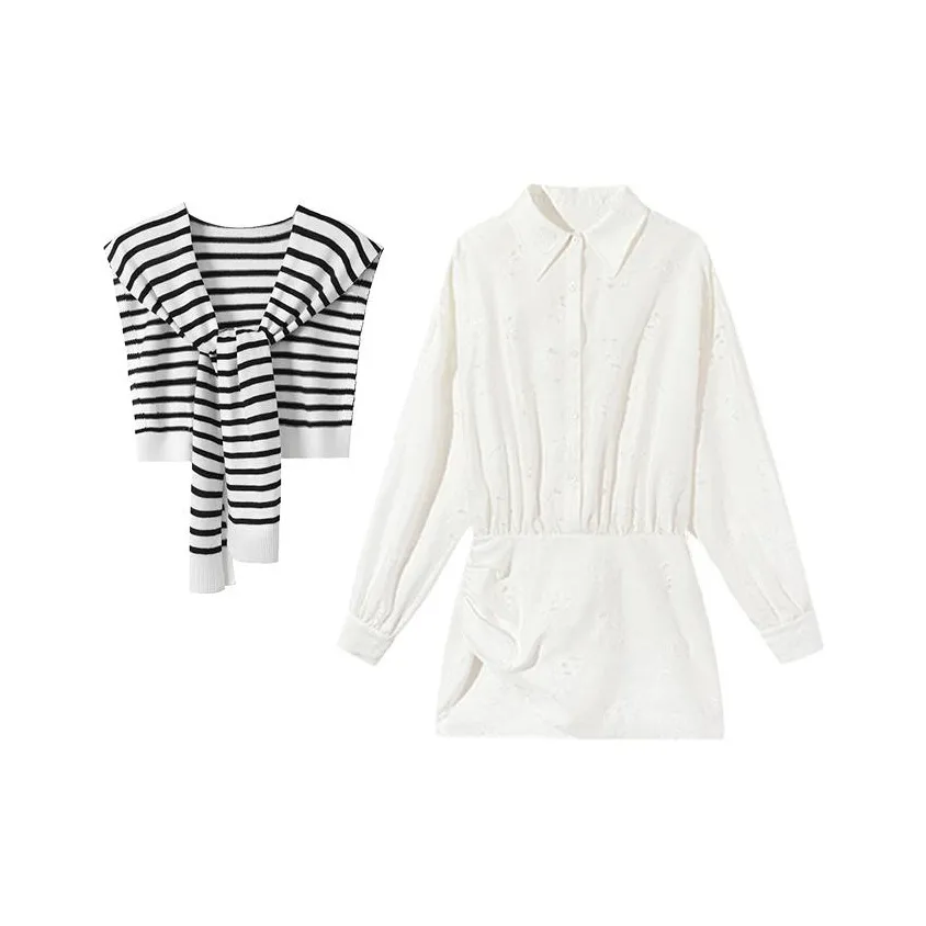 MARIE·COCO Белая рубашка Платье + Шаль Женские Комплекты с юбкой