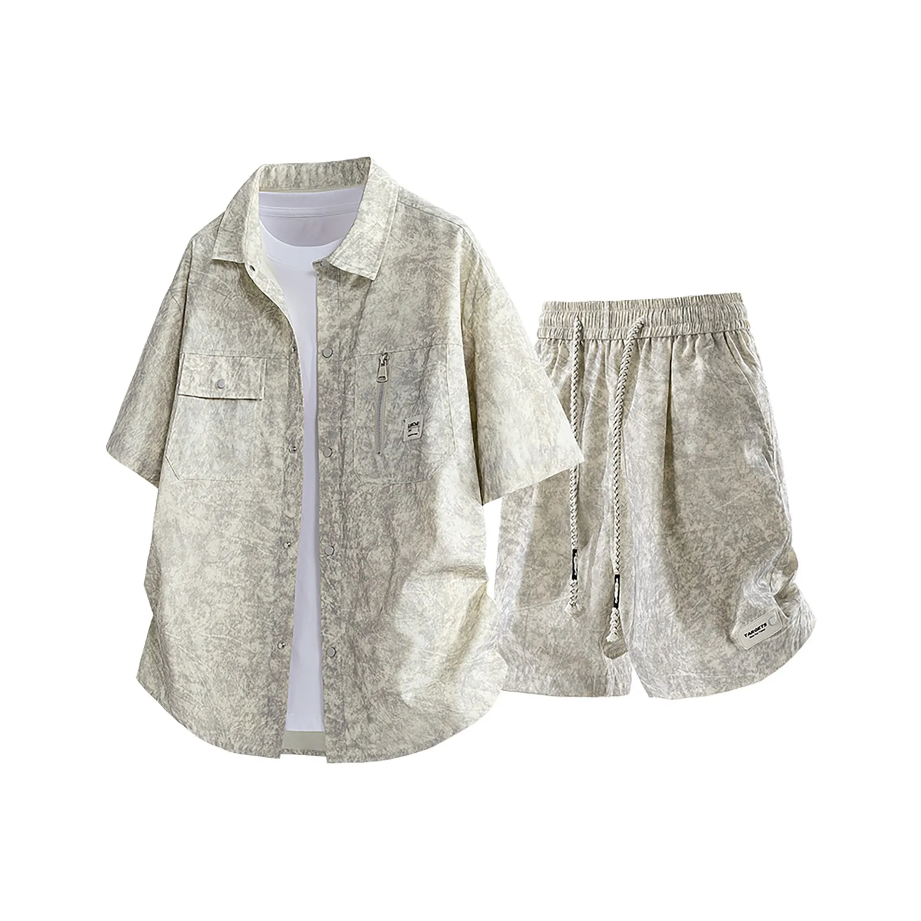 PASOK Рубашка Комплект Короткий рукав Рубашка Шорты Набор Одежды Практичный Карман Дизайн Мода Стиль Удобный