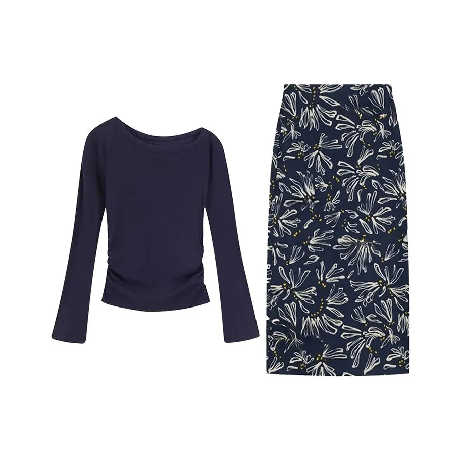 MARIE·COCO Темно-синий синий топ + юбка женский комплект с юбкой