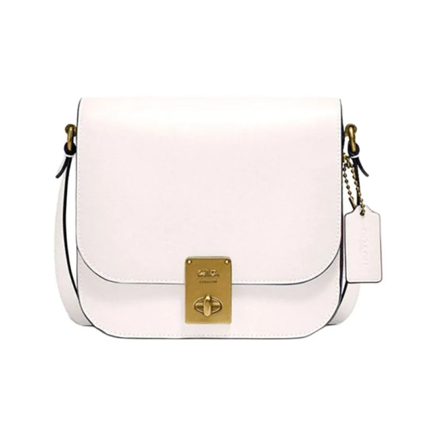 COACH Hutton Кожа Седло Сумка Тофу Сумка Кроссбоди Сумка Сумка через плечо Женская Розовая Белая