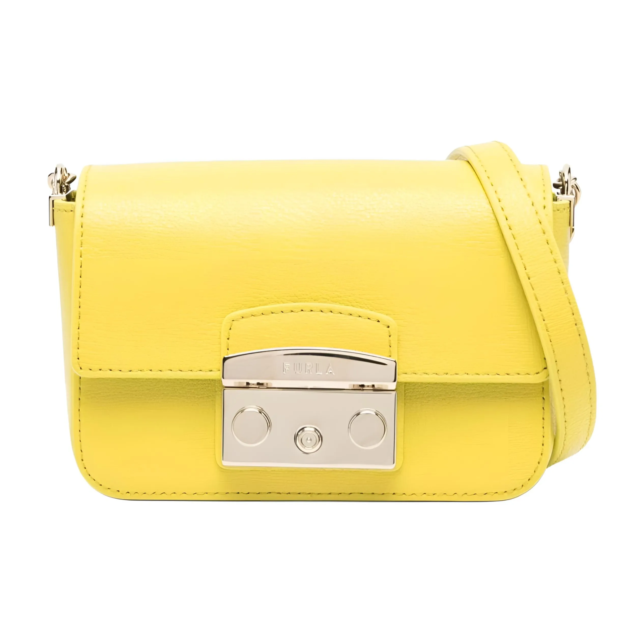 Furla Metropolis Collection Кожа Сумка через плечо Маленькая Женская Желтая