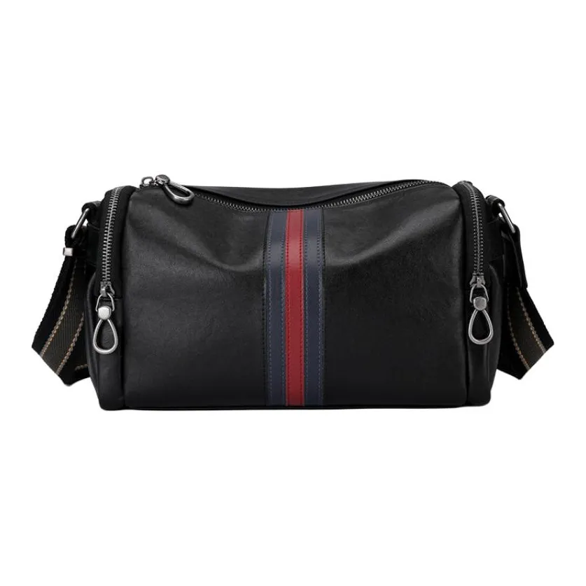 NOMK Натуральная кожа верх крупнозернистая текстура коровьей кожи сумка через плечо мужская черная