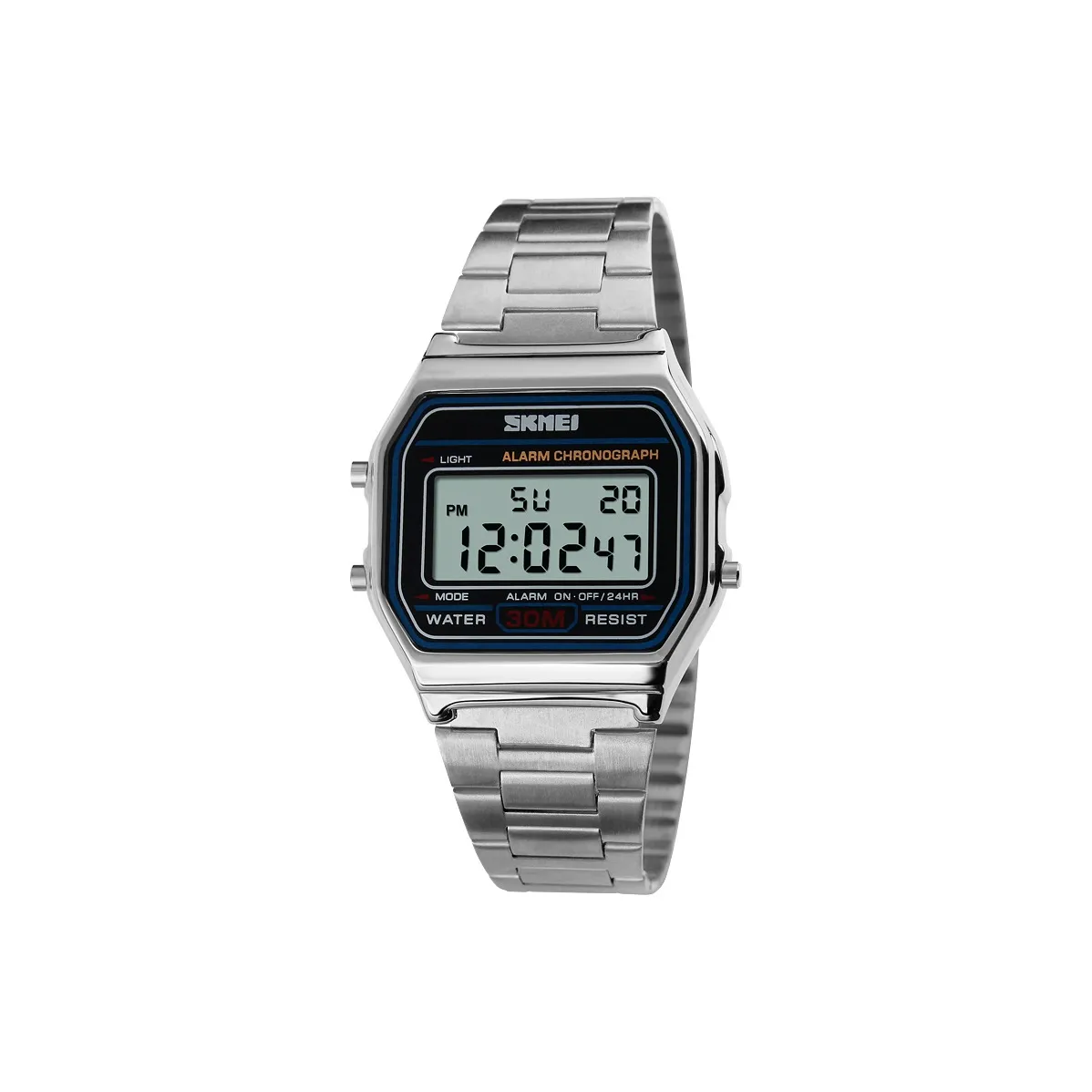 SKMEI Электронный механизм нержавеющая сталь ремешок мужские часы черный циферблат