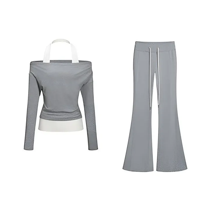 Zonibom Серый Двухкомпонентный Комплект Женские Повседневные Костюмы