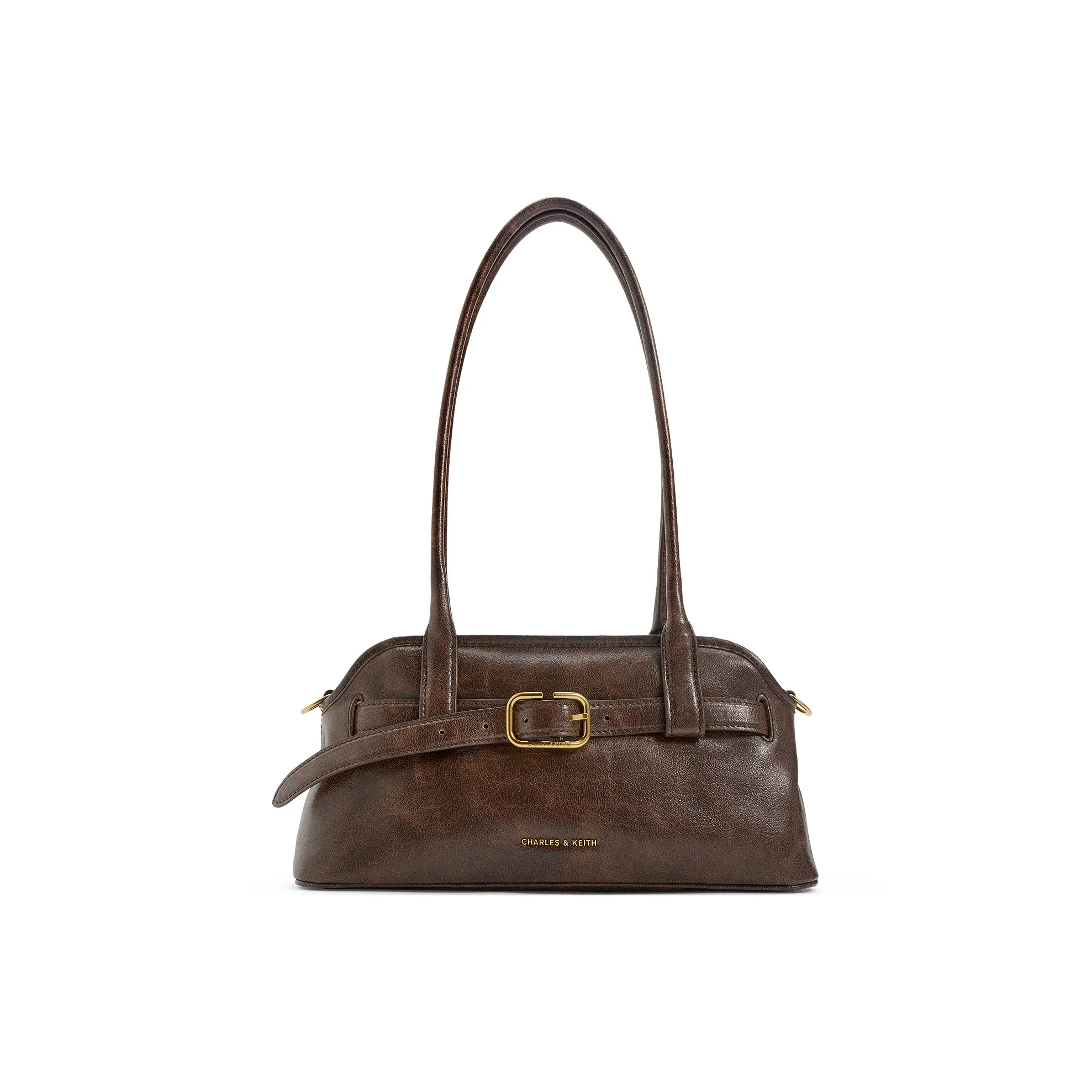 CHARLES KEITH ПУ (полиуретан) Сумка через плечо Средняя Женская Кофейная Черная