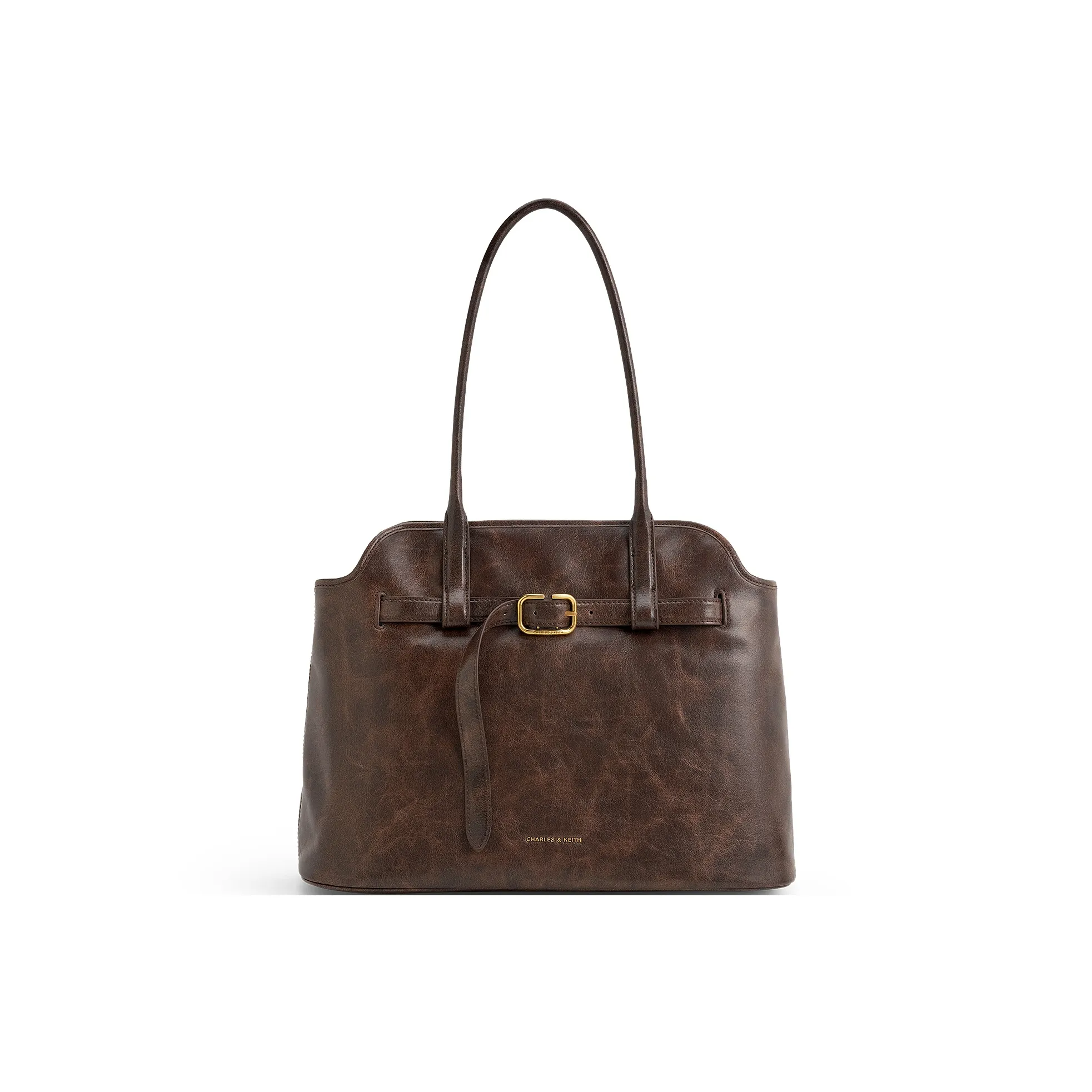 CHARLES KEITH ПУ (полиуретан) Сумка Сумка через плечо Большая Женская Кофейная Черная