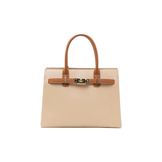 BASA BELA Сумка через плечо из коровьей кожи Сумка Сумка-тоут Средняя Женская Молочно-чайного цвета