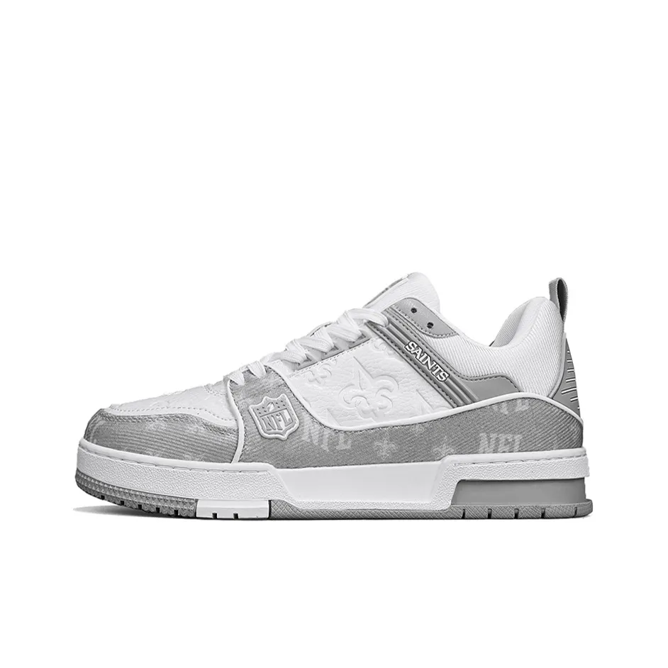 NFL TR FG New Orleans Saints Low Top Skateboard Shoes Unisex White Gray
