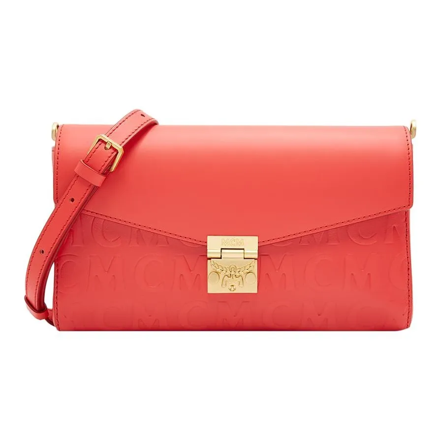 MCM Millie Visetos Телячья кожа Конверт Сумка Сумка через плечо Женская Красная