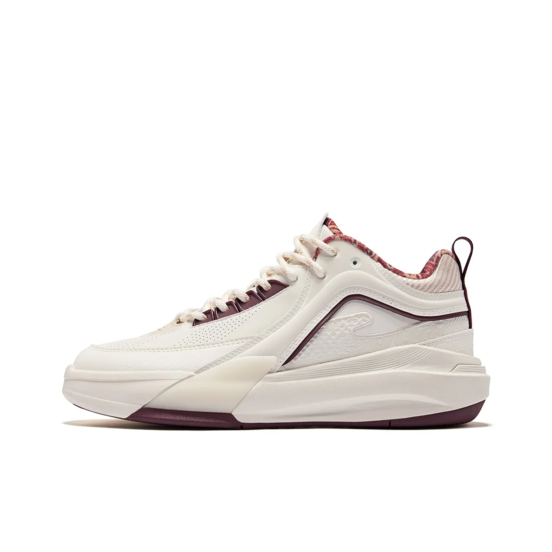 Erke Легкий и Износостойкий MID Топ Скейтборд Кроссовки Женские Микрокристаллический Белый Вишнево-Красный Краска