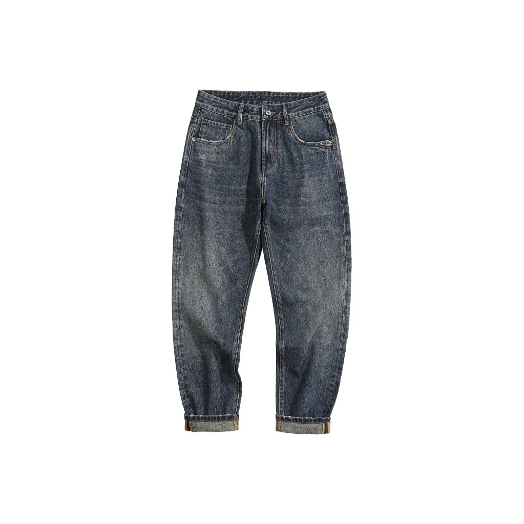 DONGDONGGUAI Темно-синий Синий Унисекс Джинсы