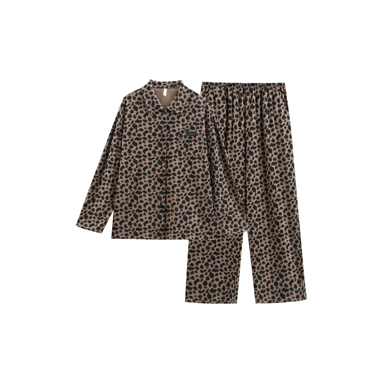 Same Language Пижамный комплект женский светло-коричневый леопардовый принт
