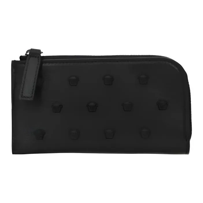 VERSACE Мужской кожаный кошелек для монет черный