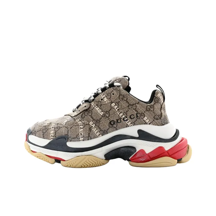 Balenciaga Colorblock Pattern Embroidered Accent Chunky  Balenciaga Brown and Black Chunky Sneakers display picture 1