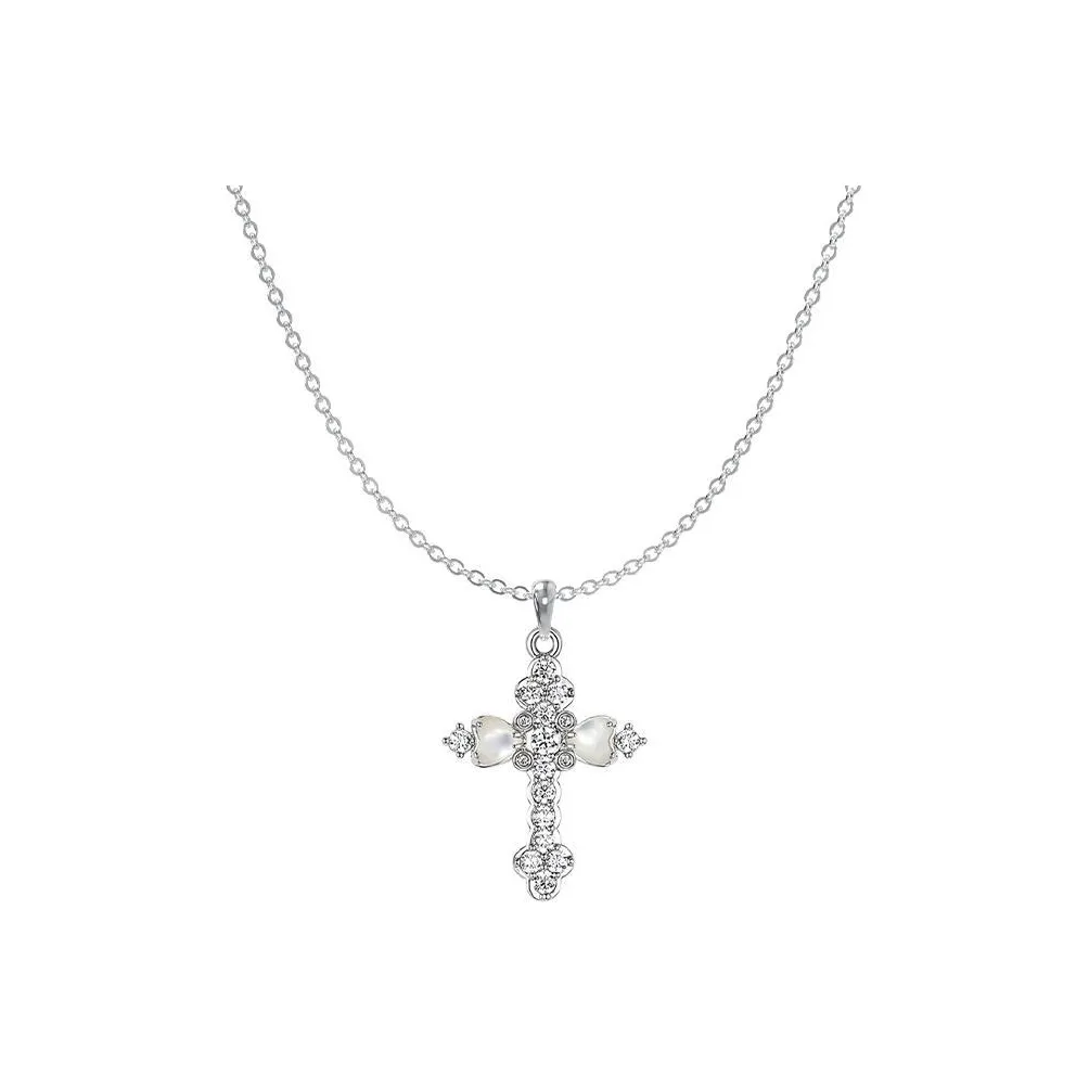 SUN HUNTER Белое золото с покрытием медный Каратовое золото + Белый перламутр + Циркон ожерелья Женское серебро Золото + Белый