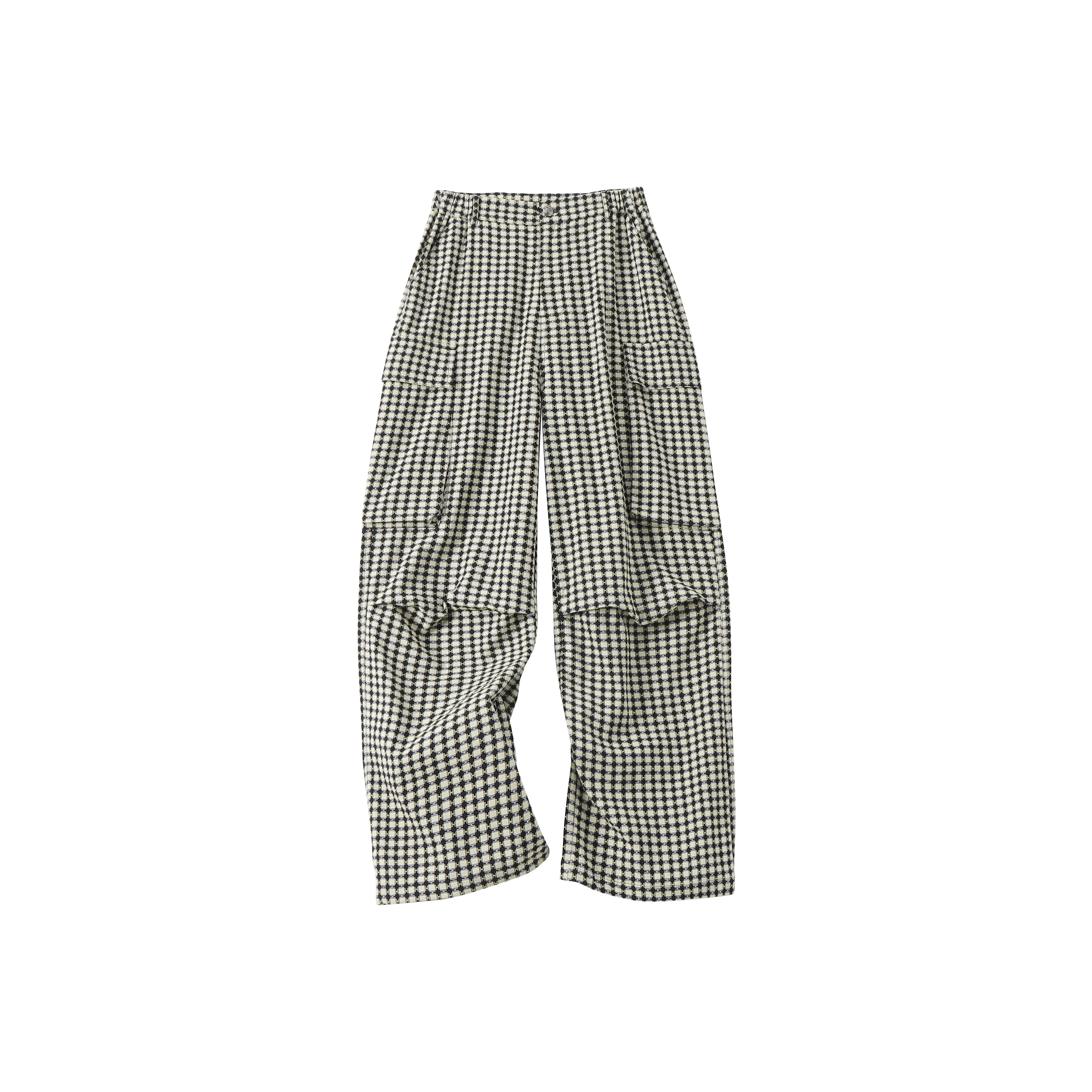 CoosRetro Черный Белый Клетка Мужские Карго Брюки