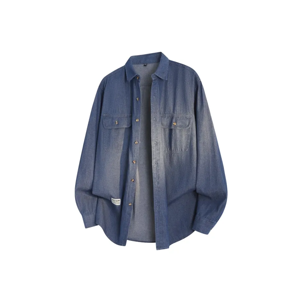 CariteSport Бизнес Деним Стиль Позиционирование Длинный Рукав Рубашка Унисекс